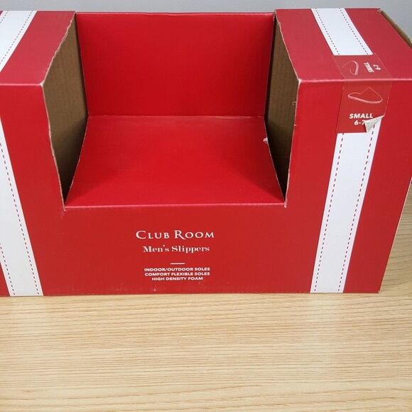 CLUB ROOM Mens Slippers Size 6 - 7 Gray Slip On Plush Lined Comfort DAD - Picture 5 of 6